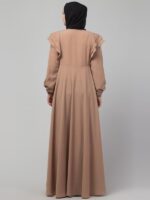 Muslim Closet� Umbrella Abaya With Layered Design On Shoulders And Elasticated Cuffs - Made with Nida Matte Fabric for Women and Girls - Image 3