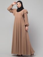 Muslim Closet� Umbrella Abaya With Layered Design On Shoulders And Elasticated Cuffs - Made with Nida Matte Fabric for Women and Girls - Image 4