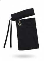 Women's Black Niqab with Gold Crescent Charm, Soft Breathable Tie-Back Face Cover for Hijab, Abaya and Burqa - Image 3