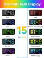 7-Inch Digital Alarm Clock, Table Clock, RGB Color Display, Night Light Dimmer, USB Ports, Super Loud Alarm for Heavy Sleepers for Home, Office, Student, Bedroom, Living Room (RGB Color Clock) - Image 6