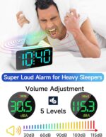 7-Inch Digital Alarm Clock, Table Clock, RGB Color Display, Night Light Dimmer, USB Ports, Super Loud Alarm for Heavy Sleepers for Home, Office, Student, Bedroom, Living Room (RGB Color Clock) - Image 7