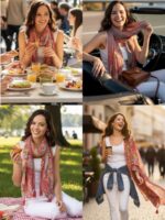 KE KANHA EXPORT Women Scarf|Stole For Women|Scarf For Women Stylish|Stall For Women|Border Print Face Cover Head Wrap|Boho|Beach|Multicolor|180x50cm|Pack Of 1|FREE Scrunchie Included - Image 3