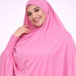 Women's Prayer Hijab, Pink, Long Overhead Style, Islamic Modest Wear - Image 5