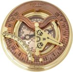 Designer Antique Brass & Copper Sundial Compass, Sundial Clock with Leather Case - Image 3
