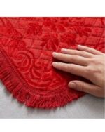 Velvet Puja Mat Pack of 2 Unit – Soft Padded Aasan for Prayer, Decorative Pooja Rug for Mandir, Non-Slip Meditation Mat for Home & Temple Use (Red) - Image 3