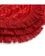 Velvet Puja Mat Pack of 2 Unit – Soft Padded Aasan for Prayer, Decorative Pooja Rug for Mandir, Non-Slip Meditation Mat for Home & Temple Use (Red) - Image 4
