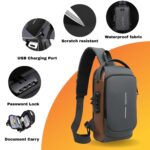 Anti-theft Unisex Sling Bag with Password Lock, Convertible Shoulder Strapith With USB Charging Port, Dual Zipper, Passport & Document OrganizerTravel Bag Pack of 1 (Grey-Gold, Medium) - Image 4