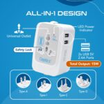Ceptics Universal Travel Adapter, International All in One Travel Adapter, Universal Travel Accessories with 2xUSB 2.4A, Travel Charger, International Travel Adapter – 2 Pack - Image 6
