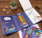 SID MAGIC Kids Colouring Book Set with Pencils & Stickers | Assorted Space, Dinosaur, Bunny Themes (Random Design) - Image 3