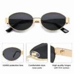 Dervin Fashionable Retro Oval Sunglasses for Women & Men | Trendy, Stylish & Classic 90s-Inspired Design | UV400 Protection & Durable Metal Frame - Image 3