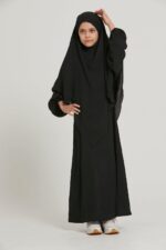 Alie NK SHOPPING Traditional Black Abaya with Hijab, Full Length Islamic Dress for Girls - Image 4