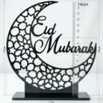 DIGI ARTS Eid Mubarak Moon Table Decor – Islamic Crescent Moon Ramadan Decoration, Laser Cut Acrylic Festival Decoration for Home, Office, Tabletop, Eid Gift (black) - Image 4