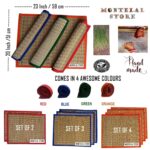 Kusha Grass Sitting Mat | Set of 2| puja mat for Prayer Meditation (Blue, Korai Grass, Jute Threads, 20 X 23 Inches) - Image 3