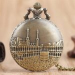 Tiny Tim Makka Madina Pocket Watch Keychain | Antique Islamic Design Pendant Watch with Chain | Religious Gift for Men & Women | Vintage Quran-Inspired Timepiece for Ramadan, Eid & Hajj Pilgrims(Makka Madina) - Image 4