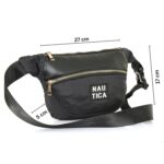 Nautica Unisex Medium Waist Pouch/Belt Bag | Micro Satin Polyester & PU Accents | Premium Padded Lining & Golden Hardware | Stylish Sports/Travel Utility for Men & Women | Black - Image 5