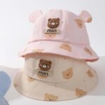 Baby Bucket Hat, Cute Bear Print, Wide Brim Sun Protection, Lightweight, Casual Style, Unisex Kids, 9 M -4 Years - Image 5