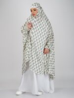 ANA Nilofar Sky Blue Hibiscus Floral Prayer Dress – Pure Cotton Namaz Makhna with Tie Knot | Lightweight, Breathable for Hajj, Umrah & Salah - Image 3