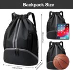Sports Drawstring Bag Backpack for Men & Women | Basketball Gym Bag with Dedicated Shoe Compartment, Large Waterproof Space for Gym, Travel & Sports - Image 3