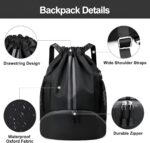 Sports Drawstring Bag Backpack for Men & Women | Basketball Gym Bag with Dedicated Shoe Compartment, Large Waterproof Space for Gym, Travel & Sports - Image 6