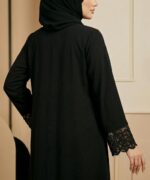 Women’s Premium Black Firdous Abaya with Designer Lace Sleeves | Long Sleeves | Elegant Modest Wear Kaftan Burqa Dress - Image 4