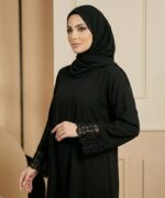 Women’s Premium Black Firdous Abaya with Designer Lace Sleeves | Long Sleeves | Elegant Modest Wear Kaftan Burqa Dress - Image 5