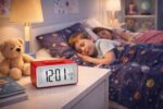 Small Portable Red LCD Digital Alarm Clock with Voice Control Back-Light, Temperature Monitor, Calendar, Musical Alarm, Battery Operated for Home, Office, Study Desk & Kitchen - Image 6