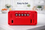 Small Portable Red LCD Digital Alarm Clock with Voice Control Back-Light, Temperature Monitor, Calendar, Musical Alarm, Battery Operated for Home, Office, Study Desk & Kitchen - Image 8