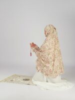 ANA Afiya Pink Floral Prayer Dress – Pure Cotton Namaz Makhna with Tie Knot | Lightweight, Breathable for Hajj, Umrah & Salah - Image 4