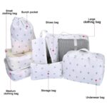 House of Quirk Polyester 9Pcs Set Travel Organizer Packing Cubes Lightweight Travel Luggage Organizers With Laundry Bag(White Cactus),30 Cm,12 Cm - Image 3
