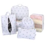 House of Quirk Polyester 9Pcs Set Travel Organizer Packing Cubes Lightweight Travel Luggage Organizers With Laundry Bag(White Cactus),30 Cm,12 Cm - Image 4