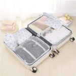 House of Quirk Polyester 9Pcs Set Travel Organizer Packing Cubes Lightweight Travel Luggage Organizers With Laundry Bag(White Cactus),30 Cm,12 Cm - Image 5