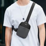 WILDHORN Mini Sling Bag for Men & Women | Anti-Theft Crossbody Sling Bag | Small Chest Bag & Fanny Pack for Travel, Running, Hiking & Sports (Black & Dark Grey) | Breathable Material - Image 7