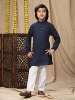 SKAVIJ Kids Kurta Pajama Set Soft Cotton Solid 2-Piece Set for Boys - Image 5