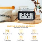 Digital Alarm Clock with Large LCD Display, Smart Backlight Sensor, Temperature & Date Calendar, Battery Operated Desk Clock with Snooze for Bedroom, Travel & Office (Black - Style 1) - Image 3
