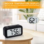 Digital Alarm Clock with Large LCD Display, Smart Backlight Sensor, Temperature & Date Calendar, Battery Operated Desk Clock with Snooze for Bedroom, Travel & Office (Black - Style 1) - Image 4