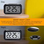 Digital Alarm Clock with Large LCD Display, Smart Backlight Sensor, Temperature & Date Calendar, Battery Operated Desk Clock with Snooze for Bedroom, Travel & Office (Black - Style 1) - Image 5
