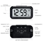 Digital Alarm Clock with Large LCD Display, Smart Backlight Sensor, Temperature & Date Calendar, Battery Operated Desk Clock with Snooze for Bedroom, Travel & Office (Black - Style 1) - Image 7