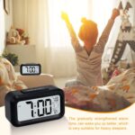 Digital Alarm Clock with Large LCD Display, Smart Backlight Sensor, Temperature & Date Calendar, Battery Operated Desk Clock with Snooze for Bedroom, Travel & Office (Black - Style 1) - Image 8