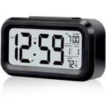 Digital Alarm Clock with Large LCD Display, Smart Backlight Sensor, Temperature & Date Calendar, Battery Operated Desk Clock with Snooze for Bedroom, Travel & Office (Black - Style 1) - Image 9