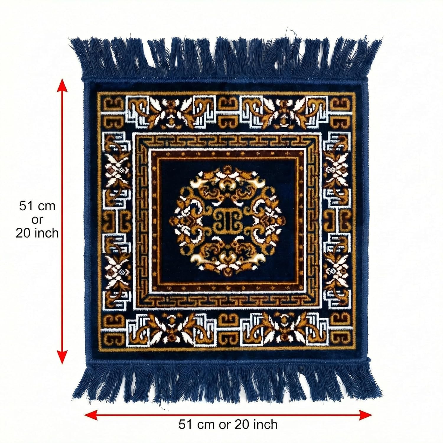 Velvet Pooja Aasan Mat 20x20 Inch Square | Soft Puja Asan for Mandir Sitting & God Idol | Multicolor Traditional Prayer Mat for Chowki Meditation Hawan | Multipurpose Pooja Mat - Image 4