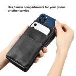 PULOKA Universal Mobile PU Leather Holster Pouch Belt Loop Carry Two Phone Upto 6.5 inch and Cash Card ID Proof and Accessories Perfect for Travel Companion – Black - Image 3