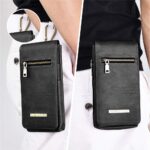 PULOKA Universal Mobile PU Leather Holster Pouch Belt Loop Carry Two Phone Upto 6.5 inch and Cash Card ID Proof and Accessories Perfect for Travel Companion – Black - Image 6