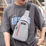 Oblivion Waterproof Sling Bag for Men 1 Pc – Anti-Theft Crossbody Waist Bag, USB Charging Fanny Pack with Earphone Hook, Lightweight Casual Fashion Messenger Chest Shoulder Bags for Travel (Grey/Blue) - Image 3