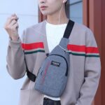 Oblivion Waterproof Sling Bag for Men 1 Pc – Anti-Theft Crossbody Waist Bag, USB Charging Fanny Pack with Earphone Hook, Lightweight Casual Fashion Messenger Chest Shoulder Bags for Travel (Grey/Blue) - Image 5