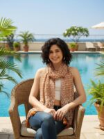 KE KANHA EXPORTS Scarf for Women Premium Cotton Boho | Dual Tone Border Print Stole with Tassels | Lightweight Summer Beach Wrap 180 x 50 cm FREE Scrunchie Included - Image 3