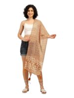KE KANHA EXPORTS Scarf for Women Premium Cotton Boho | Dual Tone Border Print Stole with Tassels | Lightweight Summer Beach Wrap 180 x 50 cm FREE Scrunchie Included - Image 6