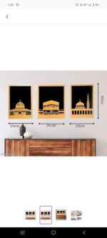 Islamic Mosque Wall Art, 3D Gold Metal Geometric Architecture Decor, Modern Islamic Home Decoration, Multi-Panel Wall Hanging - Image 4