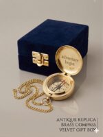 Personalized Brass Pocket Compass with Chain and Velvet Box Nautical Anniversary Birthday Gift for Your Loved Ones - Image 4