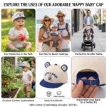 Happy Baby Bear Cap for Babies 6-24 Months | Adjustable Cotton Toddler Baseball Cap with Cute Bear Ears | Soft Sun Protection Hat for Boys & Girls - Image 3