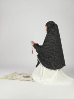 ANA Asma Black Floral Prayer Dress – Soft Cotton Namaz Makhna with Tie Knot | Lightweight, Breathable for Hajj, Umrah & Salah - Image 4